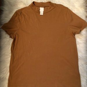 Tan mock neck dress shirt